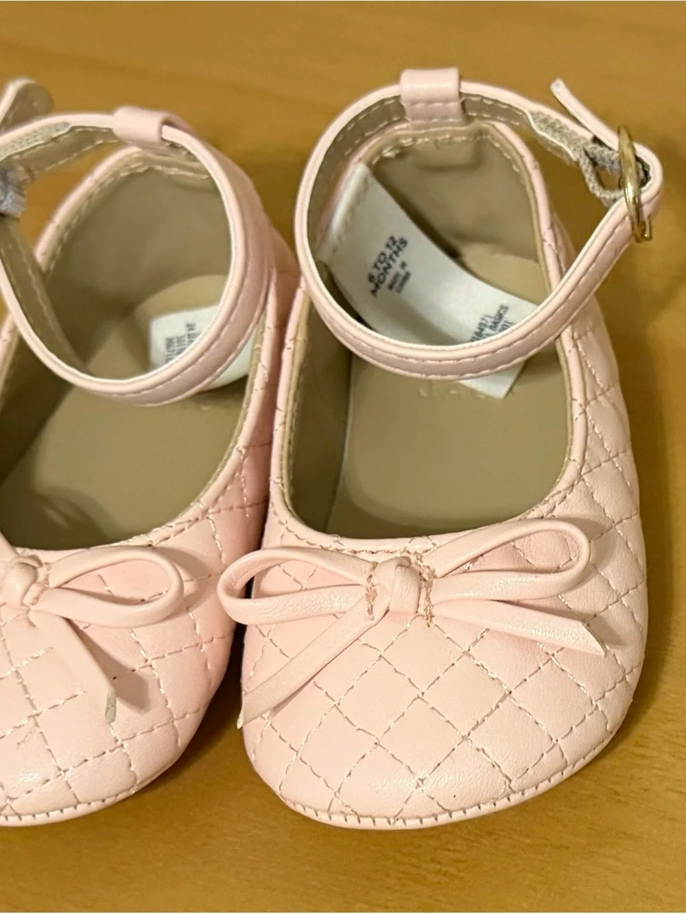 Janie Jack Baby Girls Quilted Bow Mary Jane Shoes - Light Pink